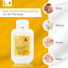 Fair & White Original AHA Body Lotion front label with brand name