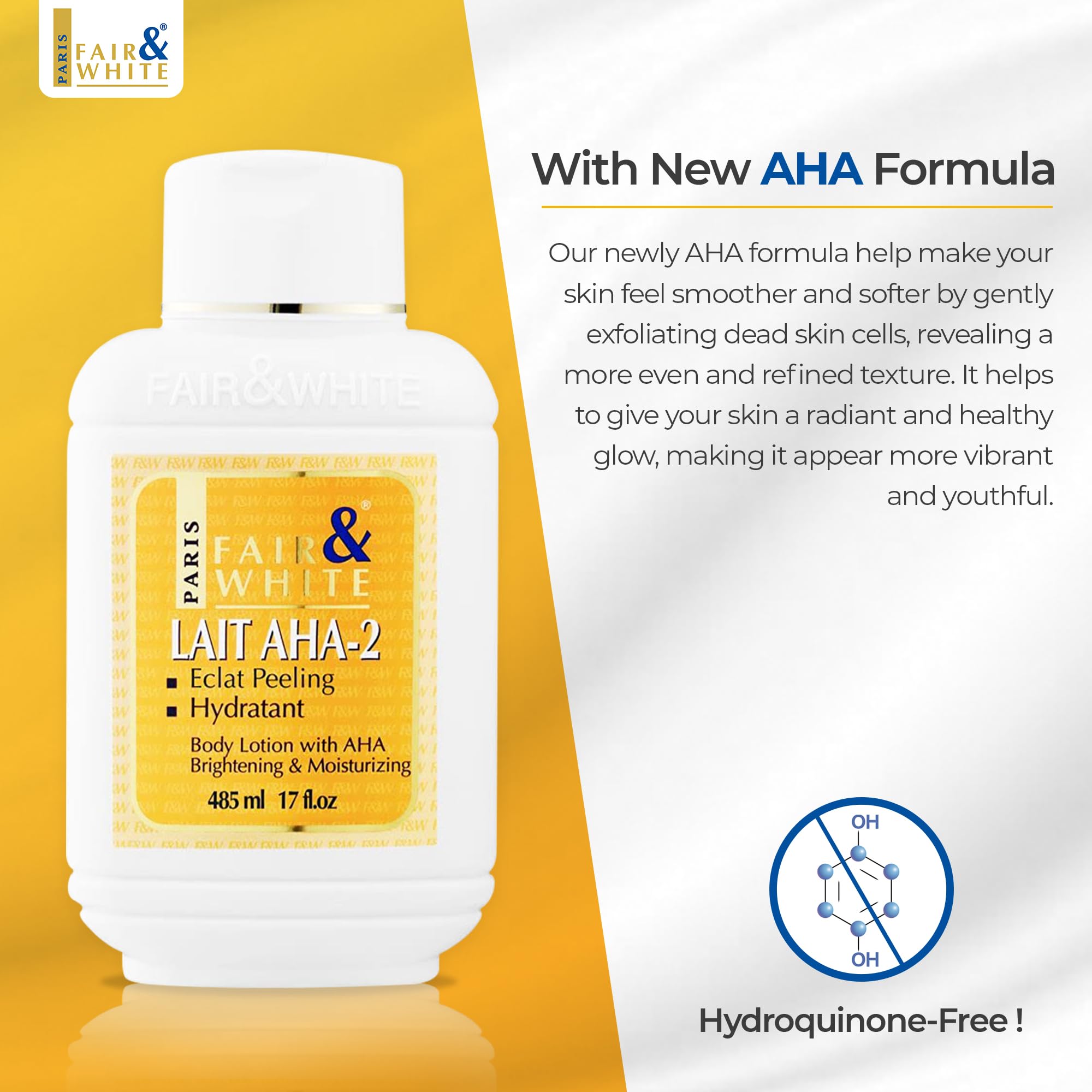 Fair & White Original AHA Body Lotion pump for easy daily application