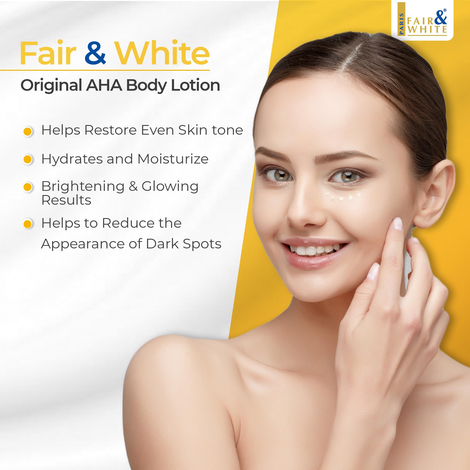 Fair & White Original AHA Body Lotion texture swatch highlights creamy consistency