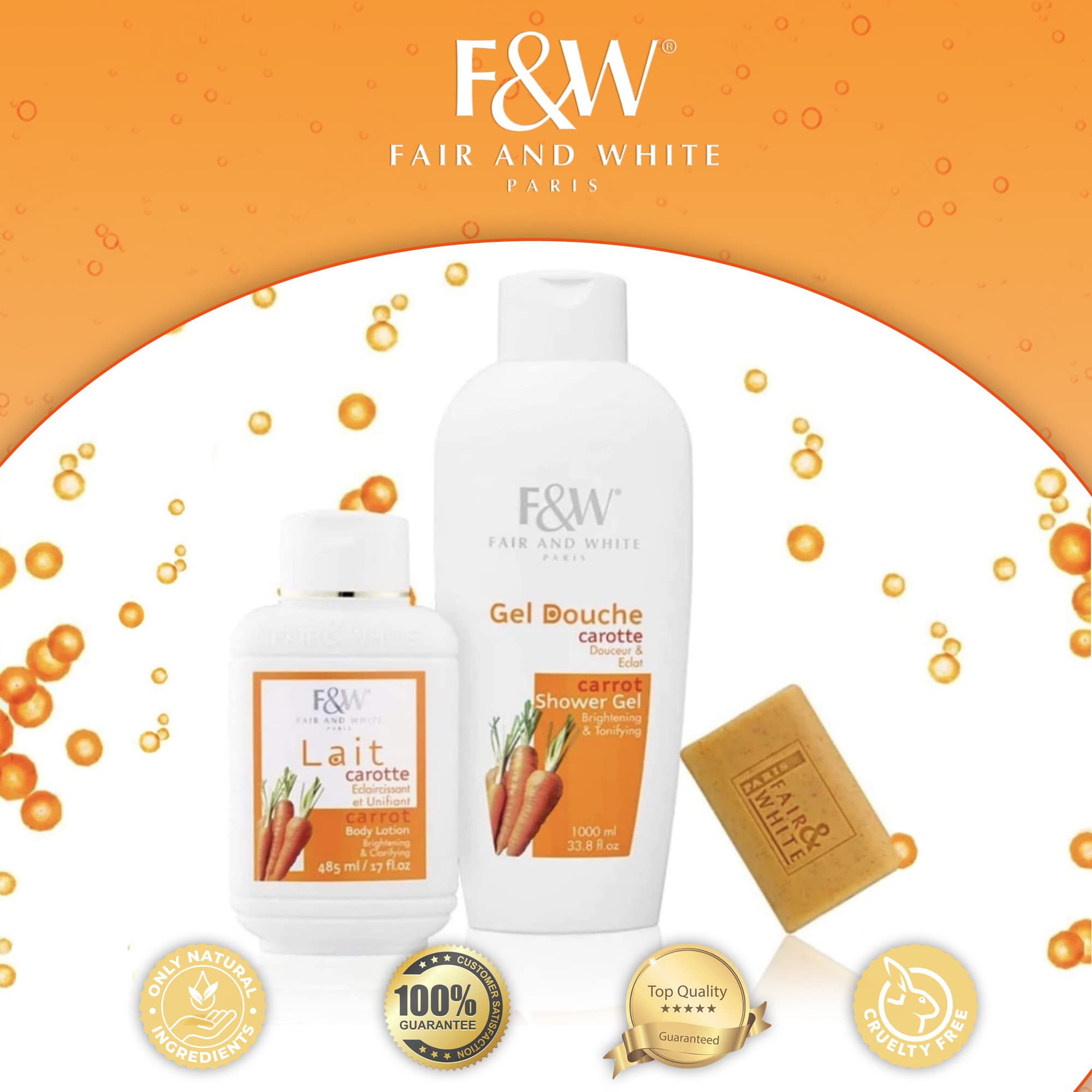 Fair & White Original Carrot Tonifying Body Wash hydration boost for supple, soft skin.