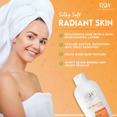 Fair & White Original Carrot Tonifying Body Wash with Melon and Pomegranate extracts boosts brightening feel.