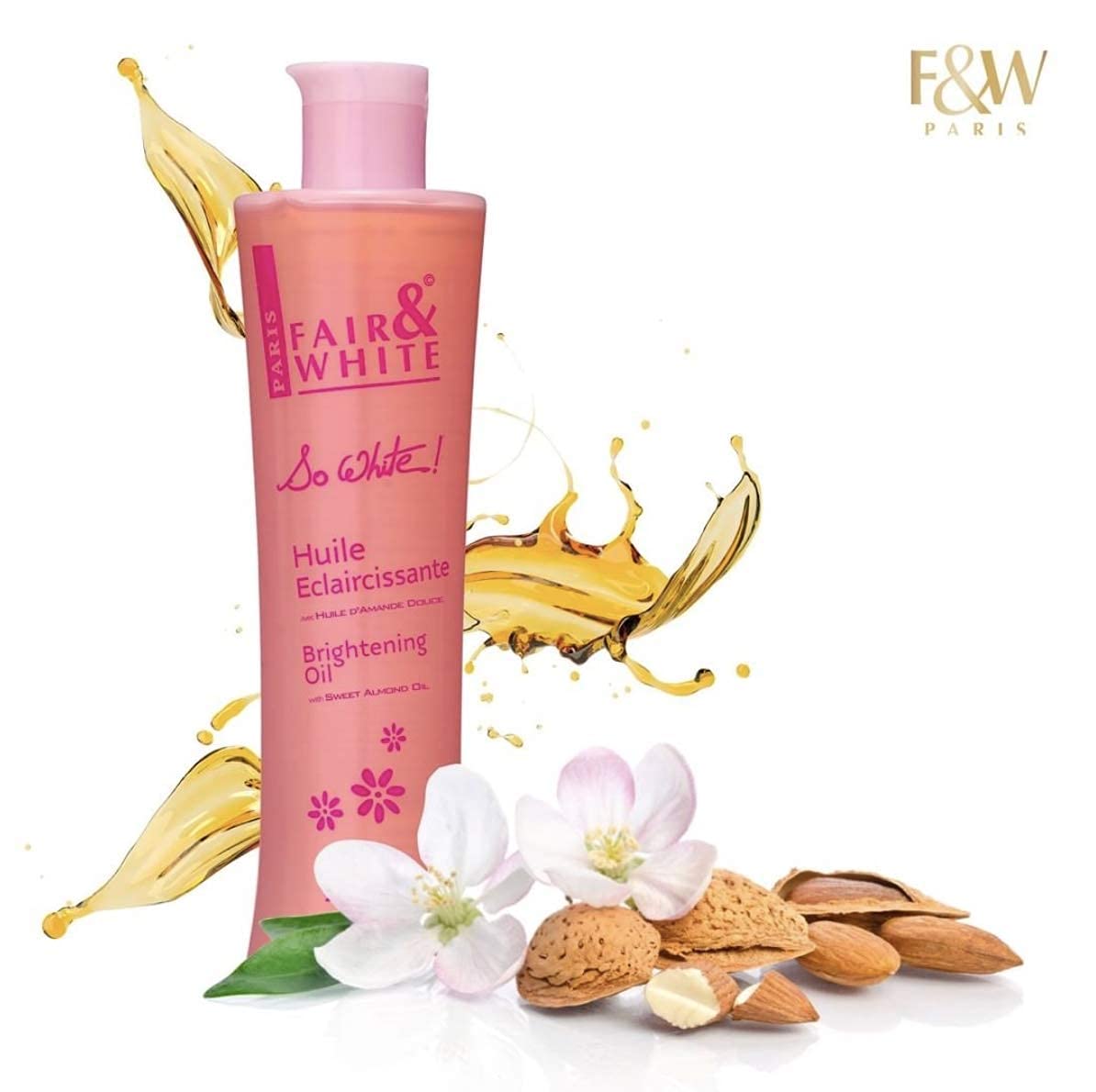 FAIR & WHITE So White Body Oil packaging on shelf appeal.