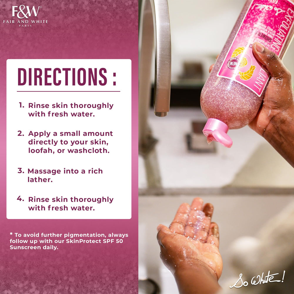 FAIR & WHITE So White apricot scent notes for a refreshing wash.