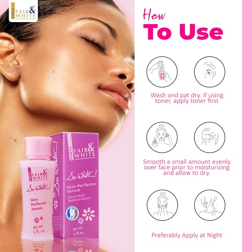 FAIR & WHITE So White serum application on face shows quick absorption.