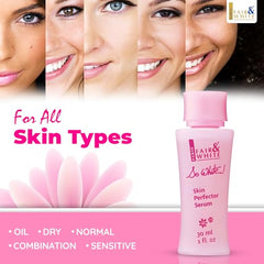 FAIR & WHITE So White serum with kojic acid and castor oil targets discoloration on skin.