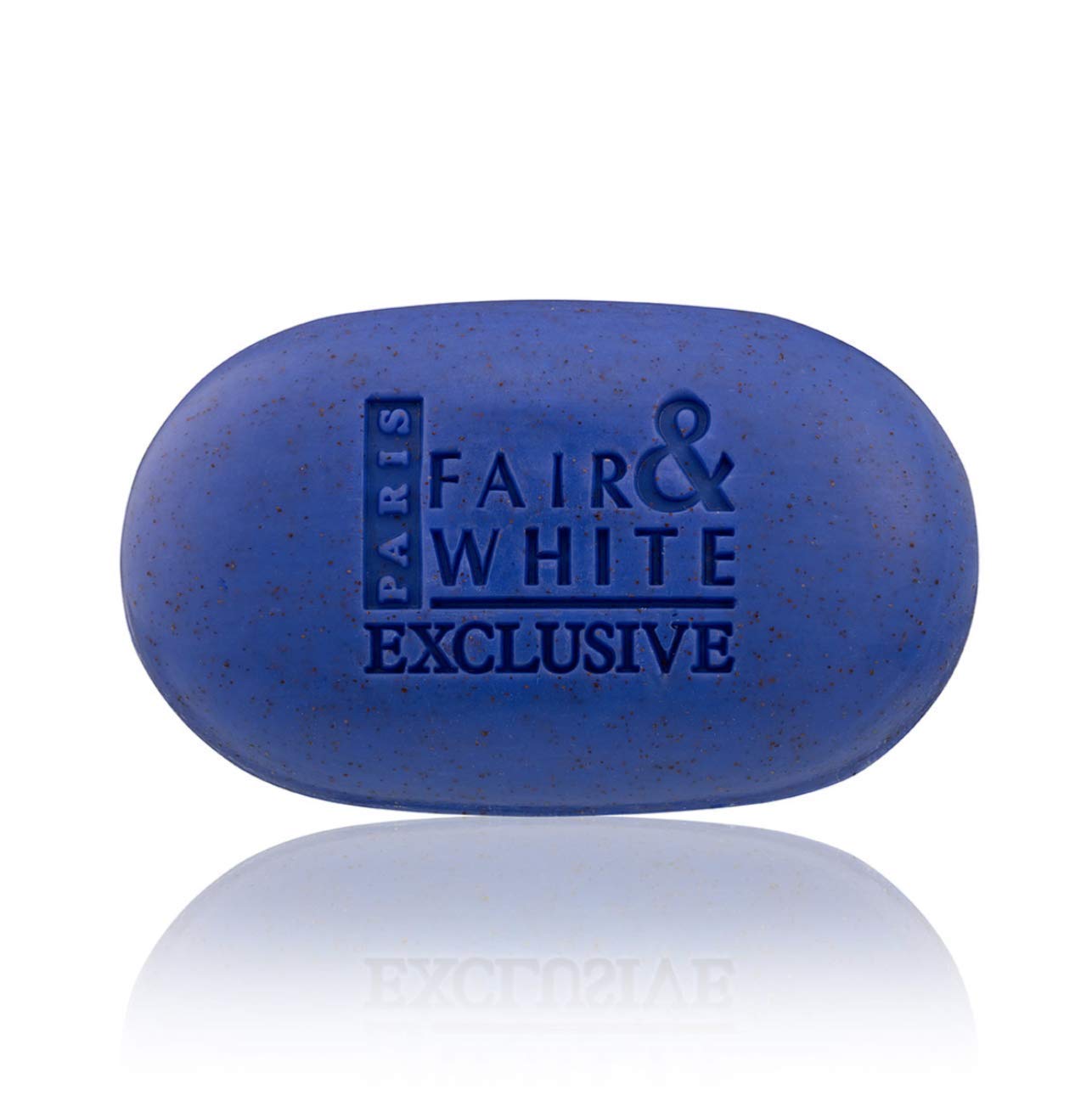 FAIR & WHITE water splash on soap bar suggesting refreshing cleanse.