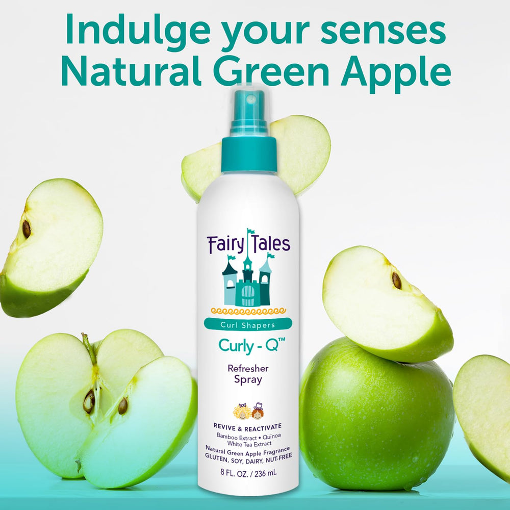 Fairy Tales Curly-Q frizz-bounce on kids' curls for smooth look.