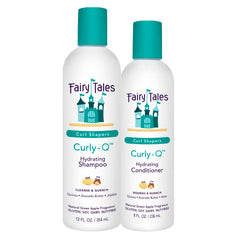 Fairy Tales Curly Q shampoo bottle for kids showing gentle hydration.