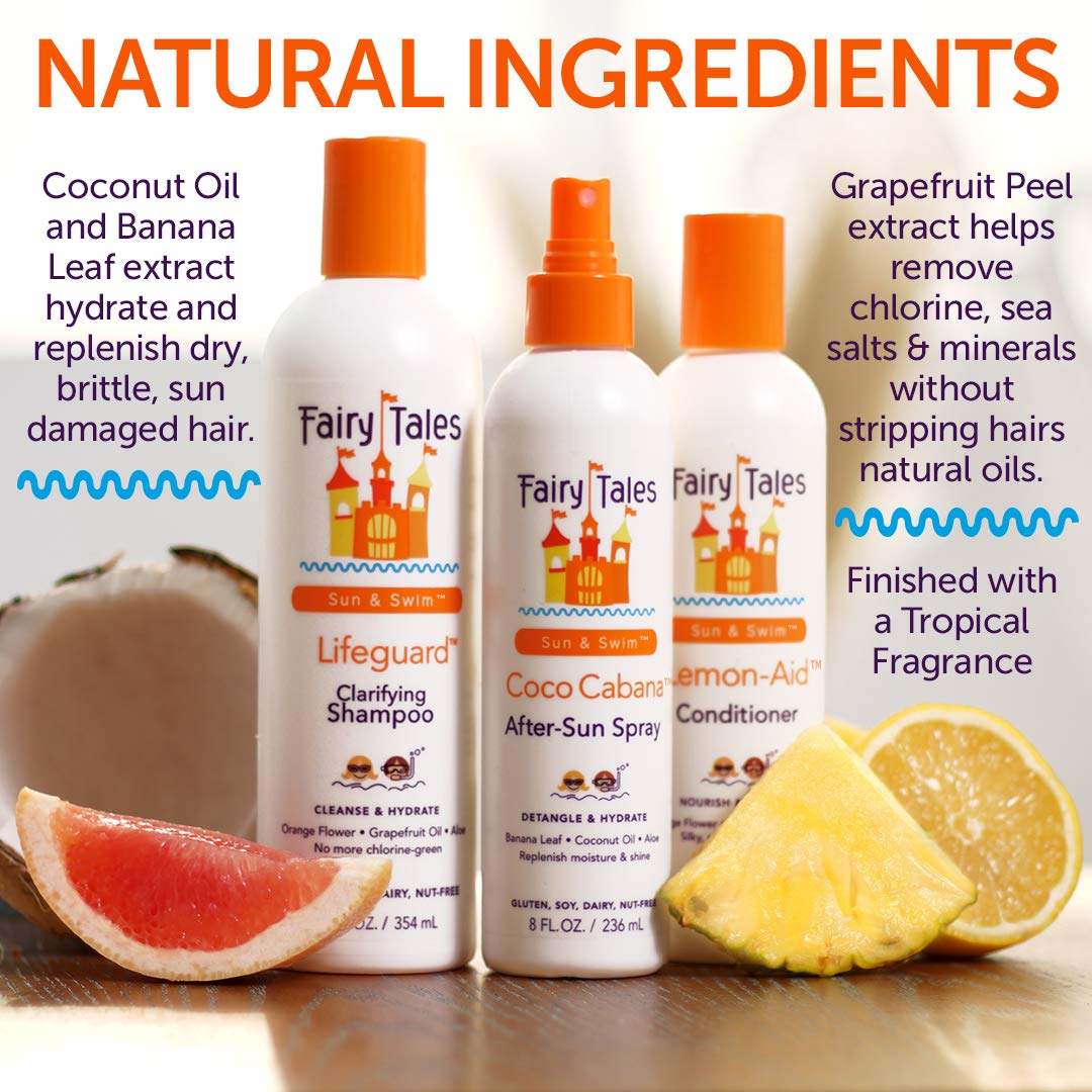 Fairy Tales Swim Shampoo scene showing gentle cleansing for kids' hair.