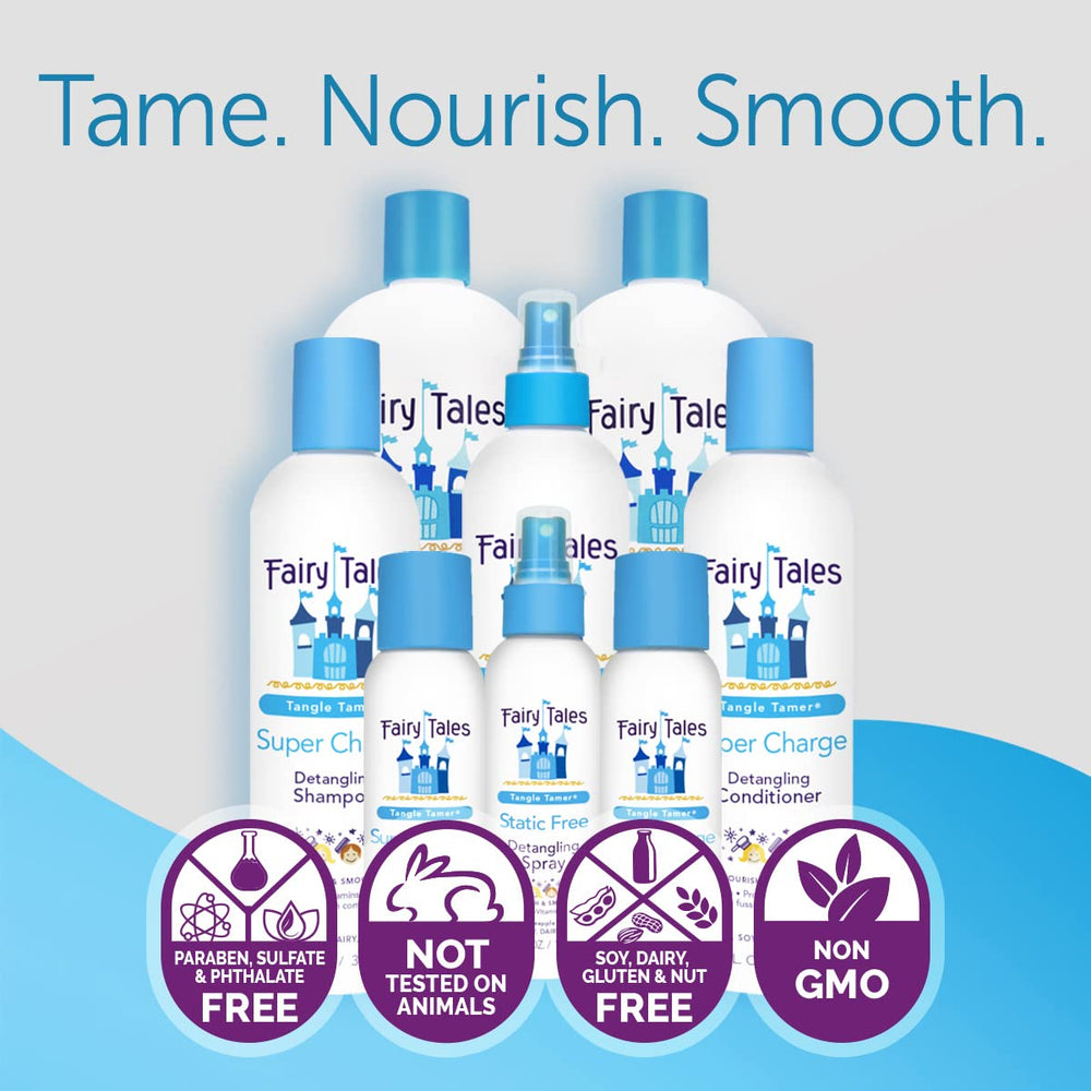 Kid-friendly brushing with Fairy Tales Tangle Tamer for smoother combing