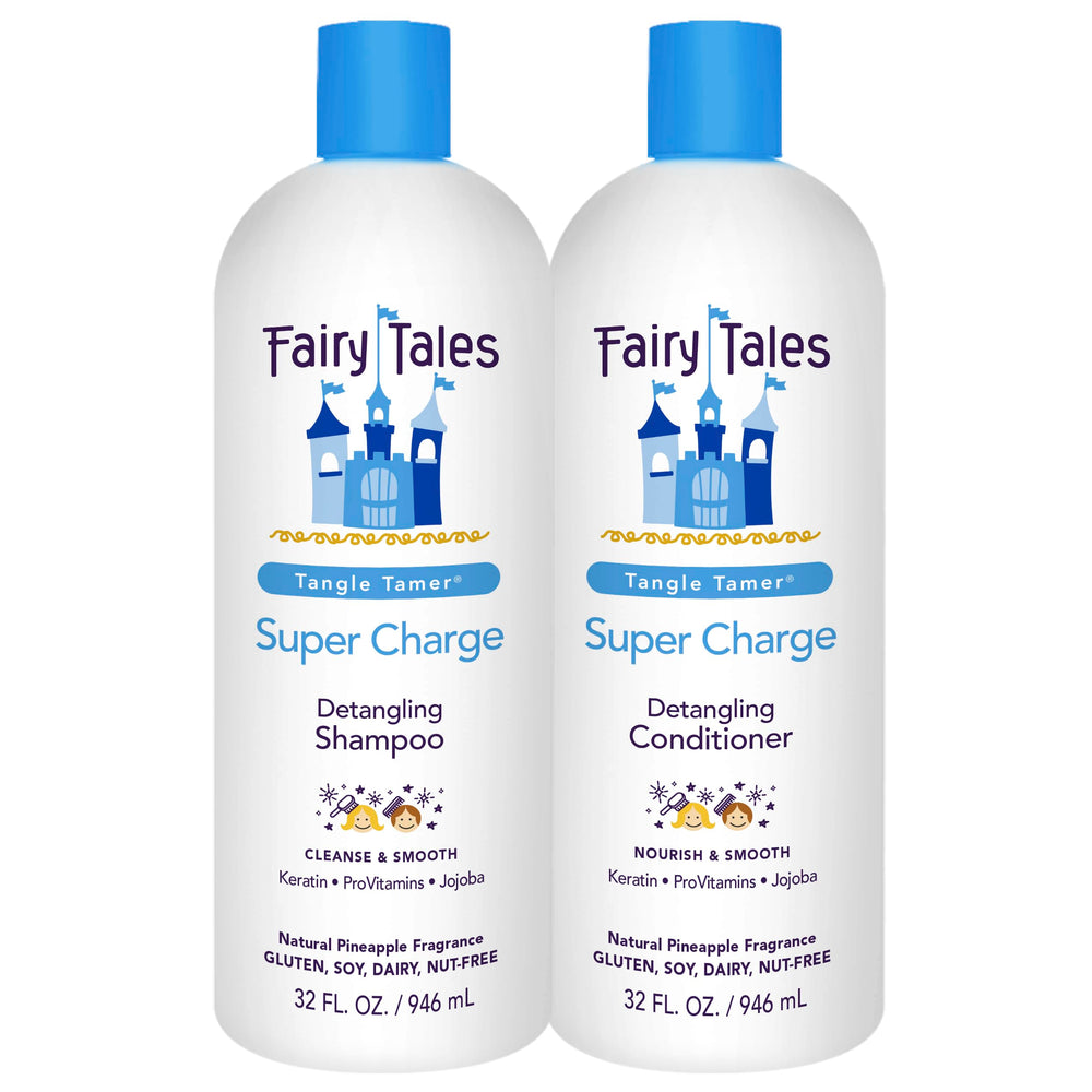 Fairy Tales Tangle Tamer shampoo bottle gently detangling kids' hair