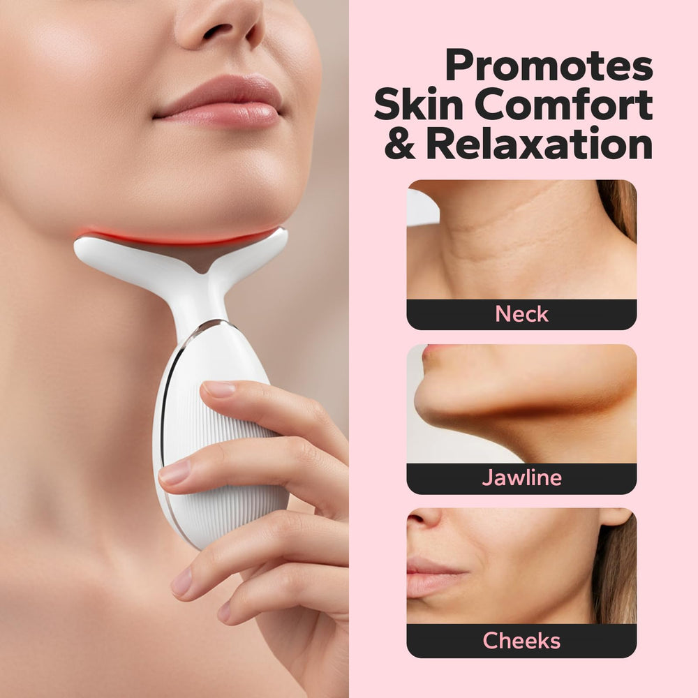 FairyFace massager angled view illustrating versatile handling and reach on face and neck.