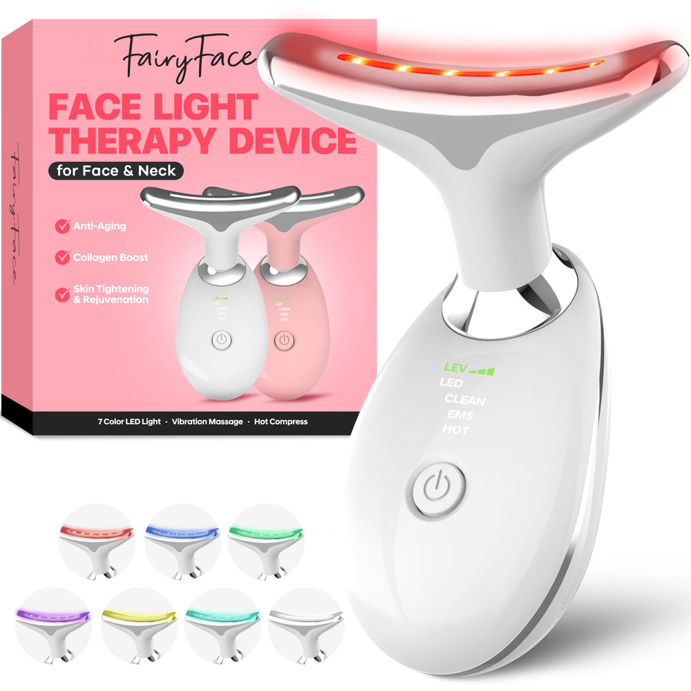 FairyFace face and neck massager front view showing ergonomic design and compact form for relaxing use.