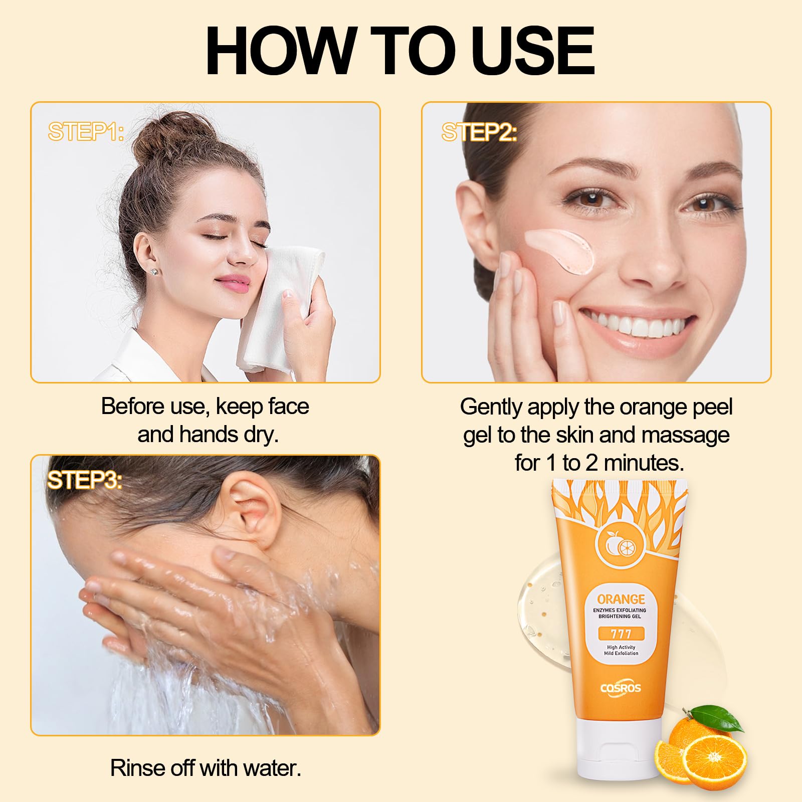 Two-pack display of FAIRYTALESPACE orange exfoliating gel scrub for home care