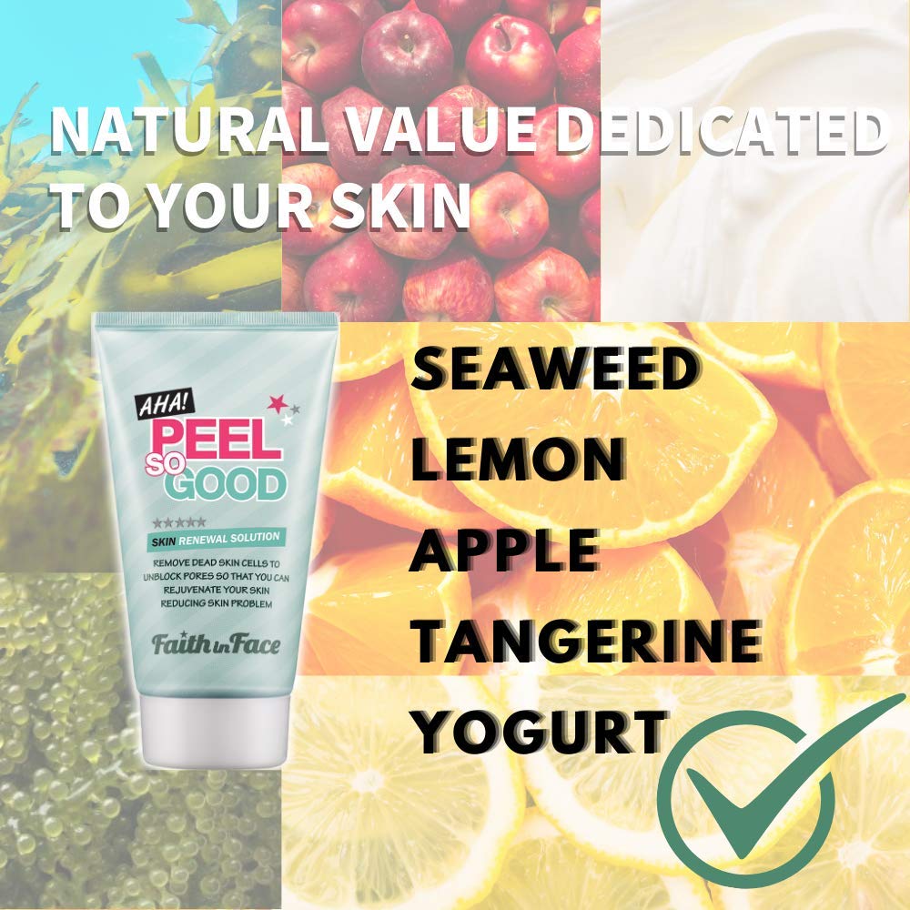 Faith in Face AHA Peel bottle on vanity supports at-home spa-quality exfoliation.