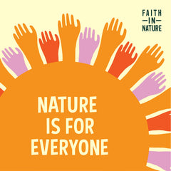 Faith in Nature fragrance-free shower gel in bathroom scene conveys refreshing cleanse