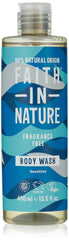 Faith in Nature fragrance-free shower gel bottle for gentle cleansing on sensitive skin