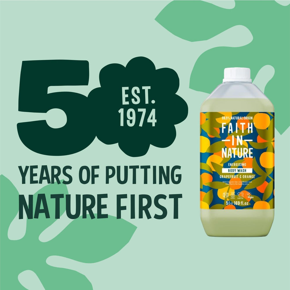 Faith In Nature grapefruit orange body wash foam for rich lather