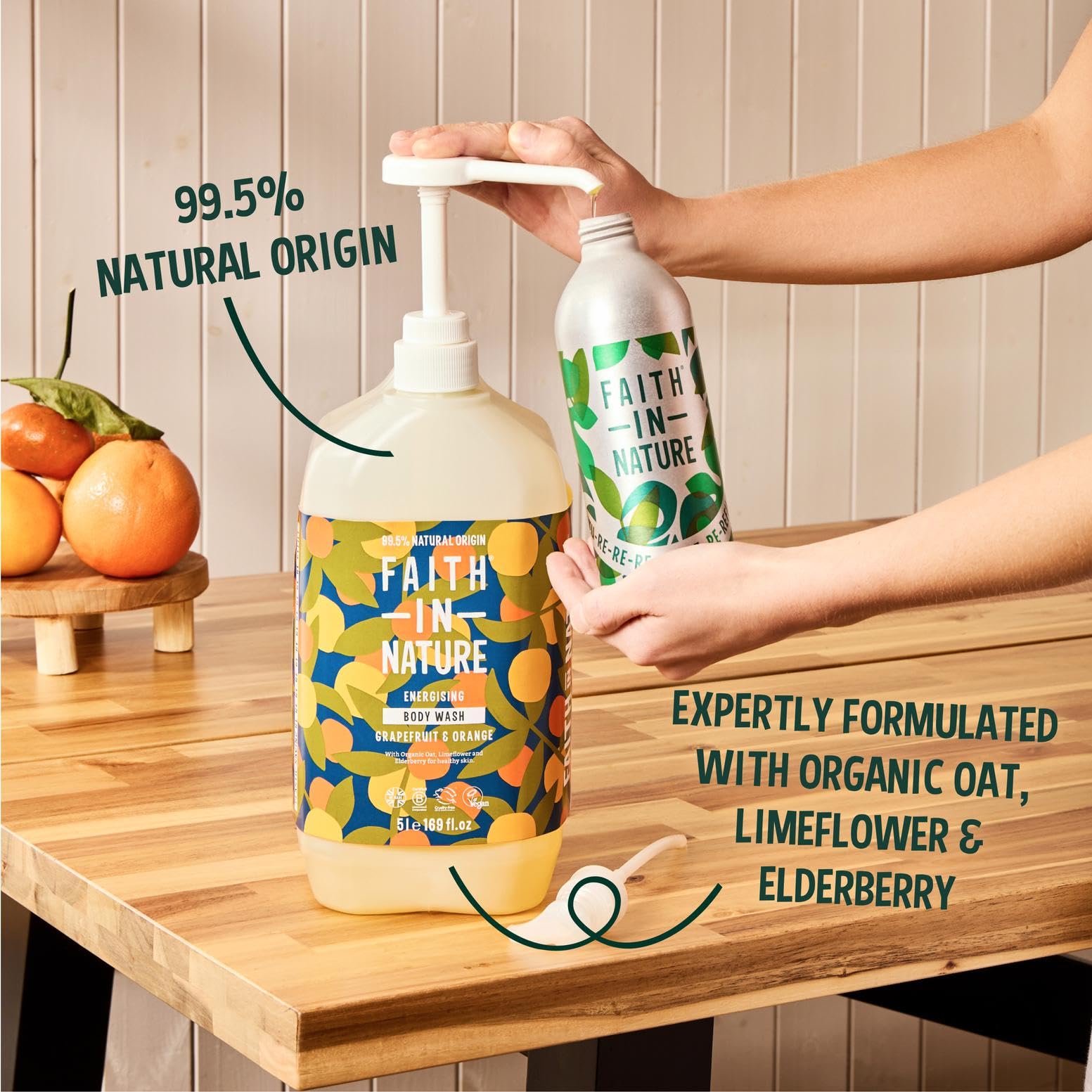 Faith In Nature grapefruit orange body wash splash delivers energising scent