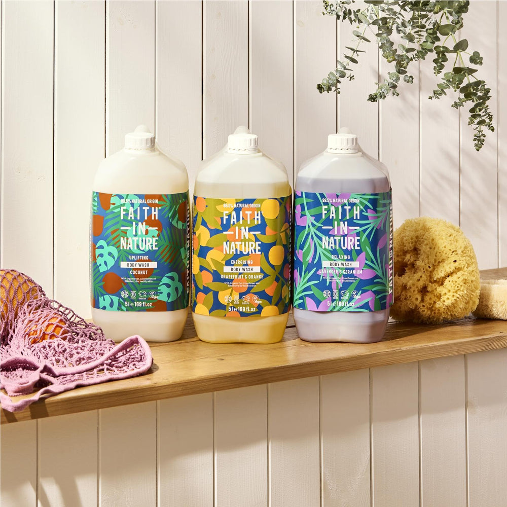 Faith In Nature grapefruit orange body wash upcycled aroma for sustainable care