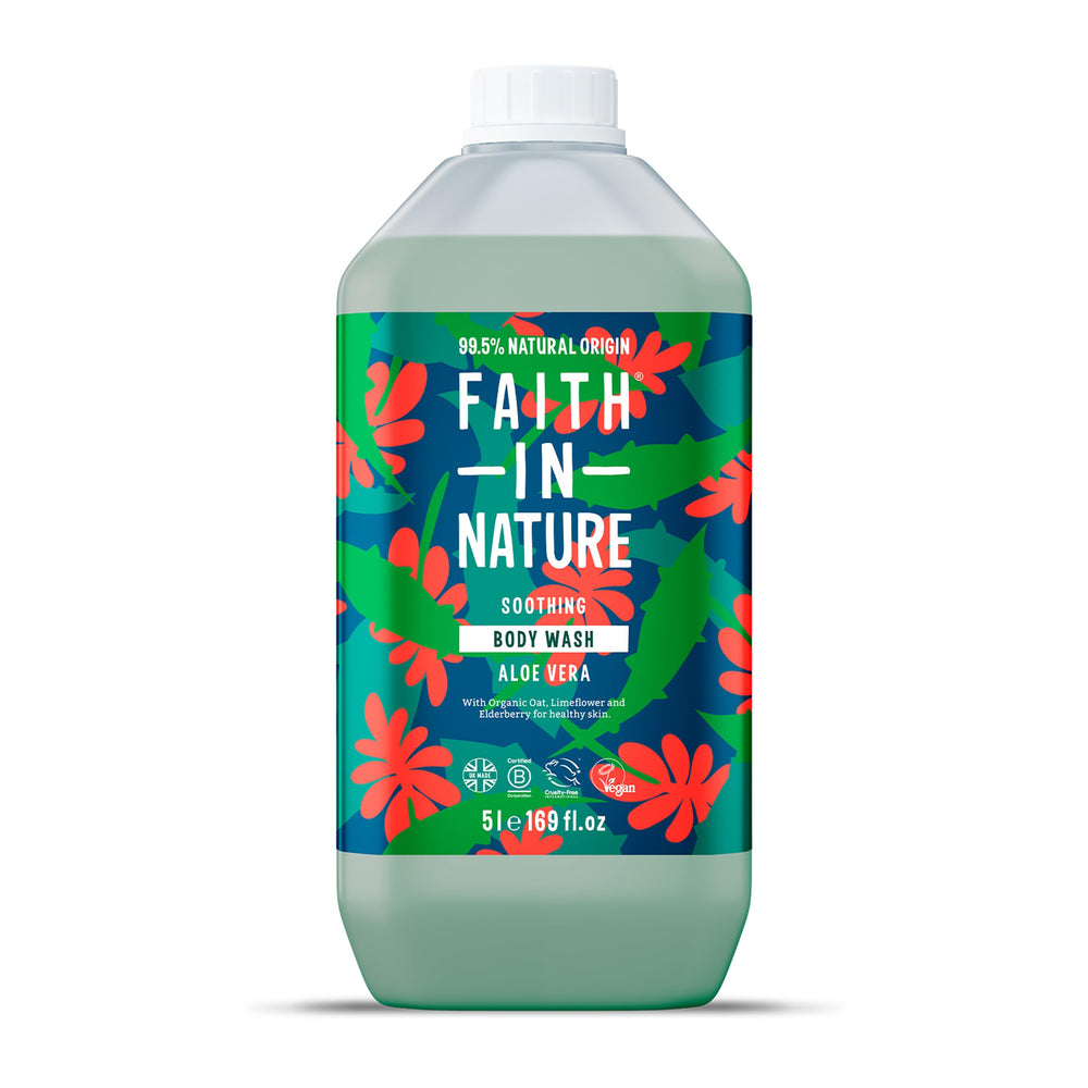 Faith in Nature Natural Body Wash bottle front, vegan formula for a gentle cleanse.
