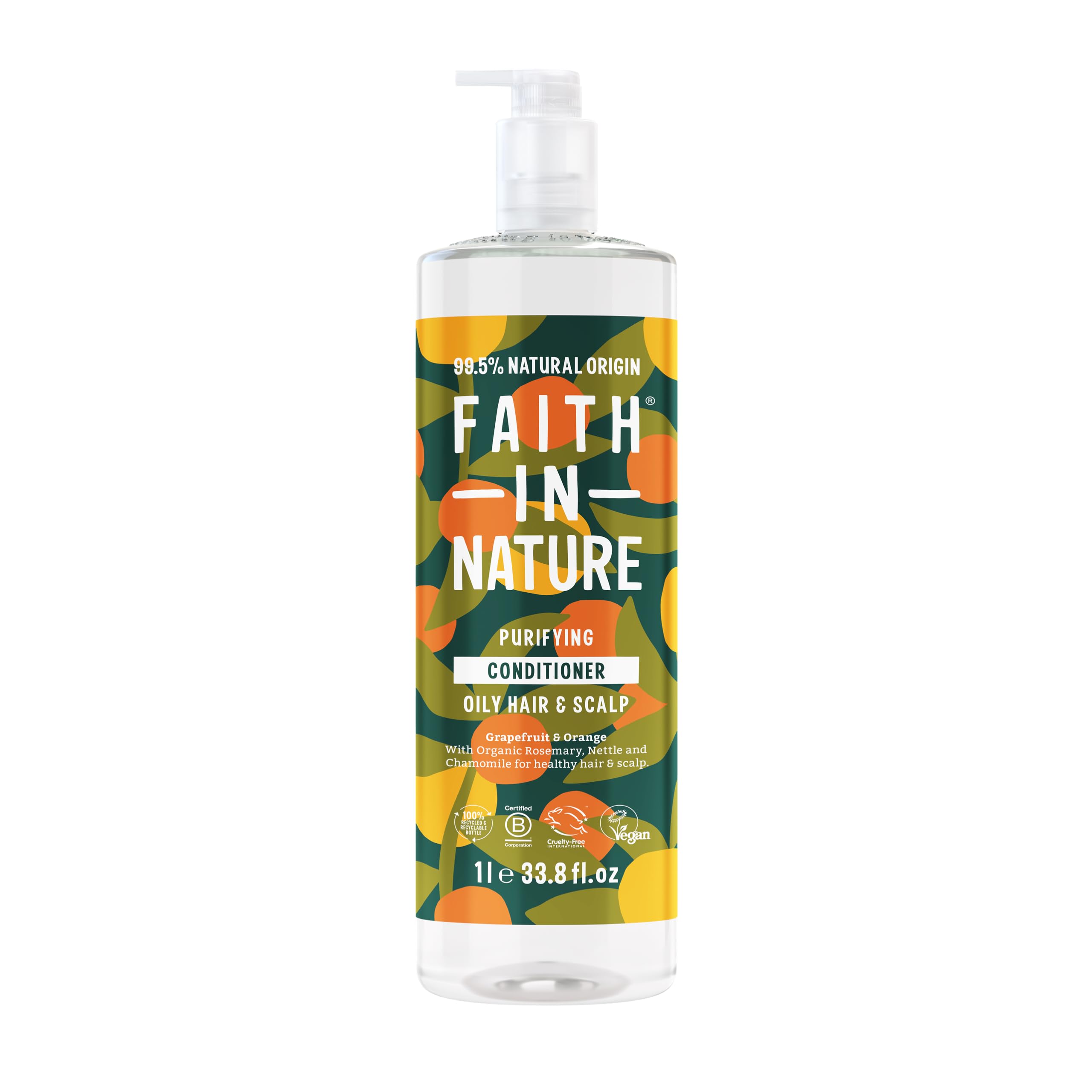 Faith in Nature natural conditioner bottle front showing vegan formula for nourished hair.