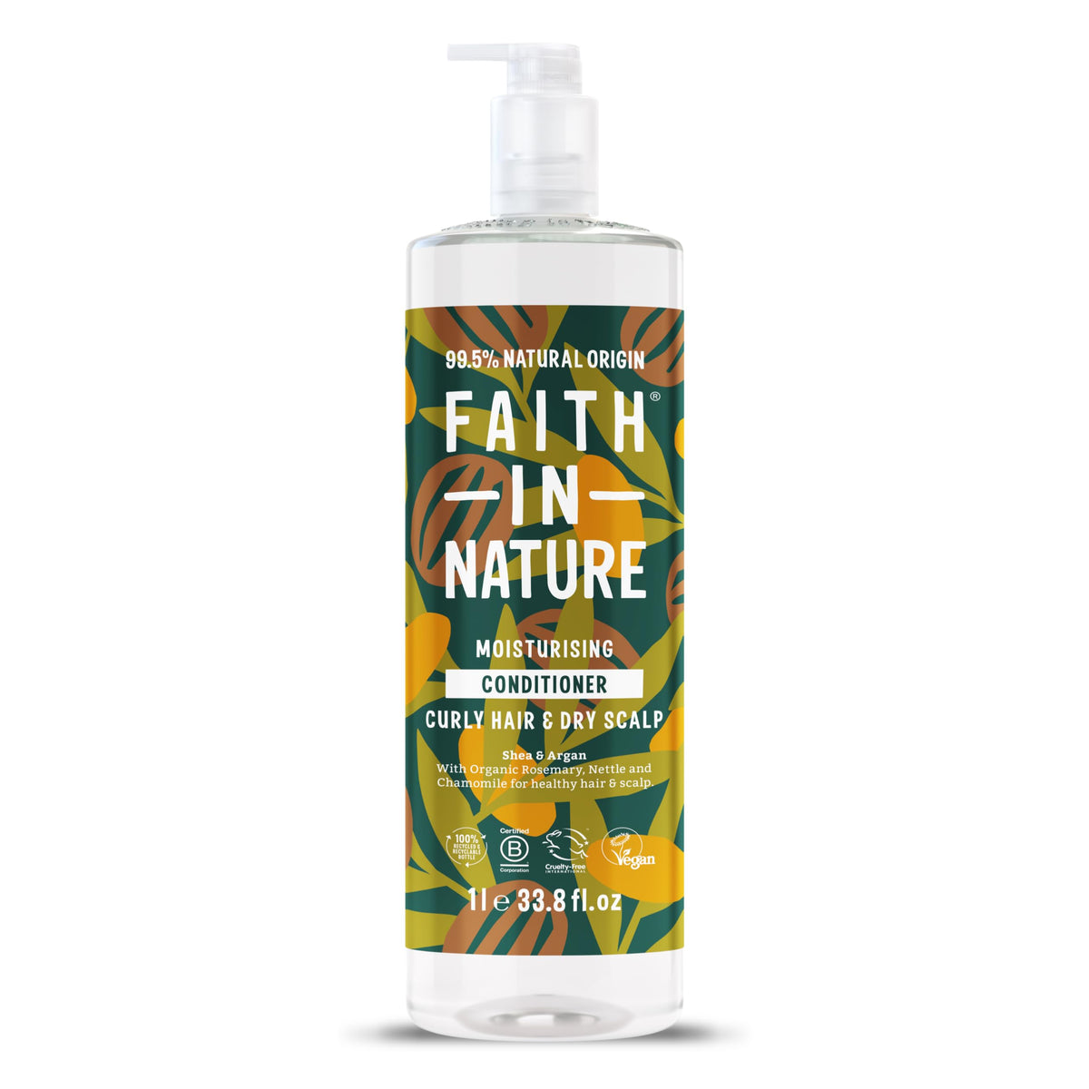 Faith in Nature natural conditioner bottle side view showing large family-size container