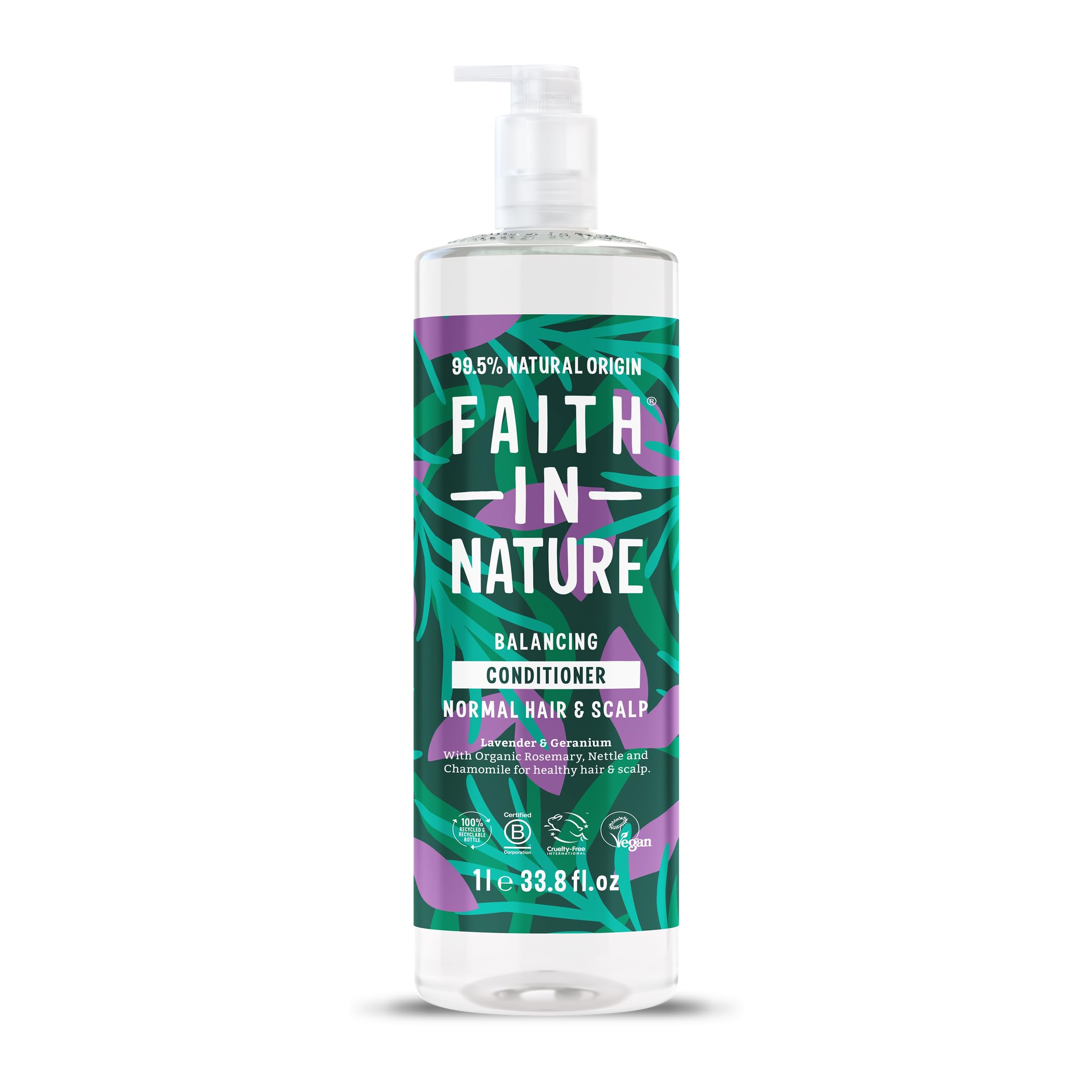 Faith in Nature natural conditioner lavender bottle showing calming scent and nourishing care.