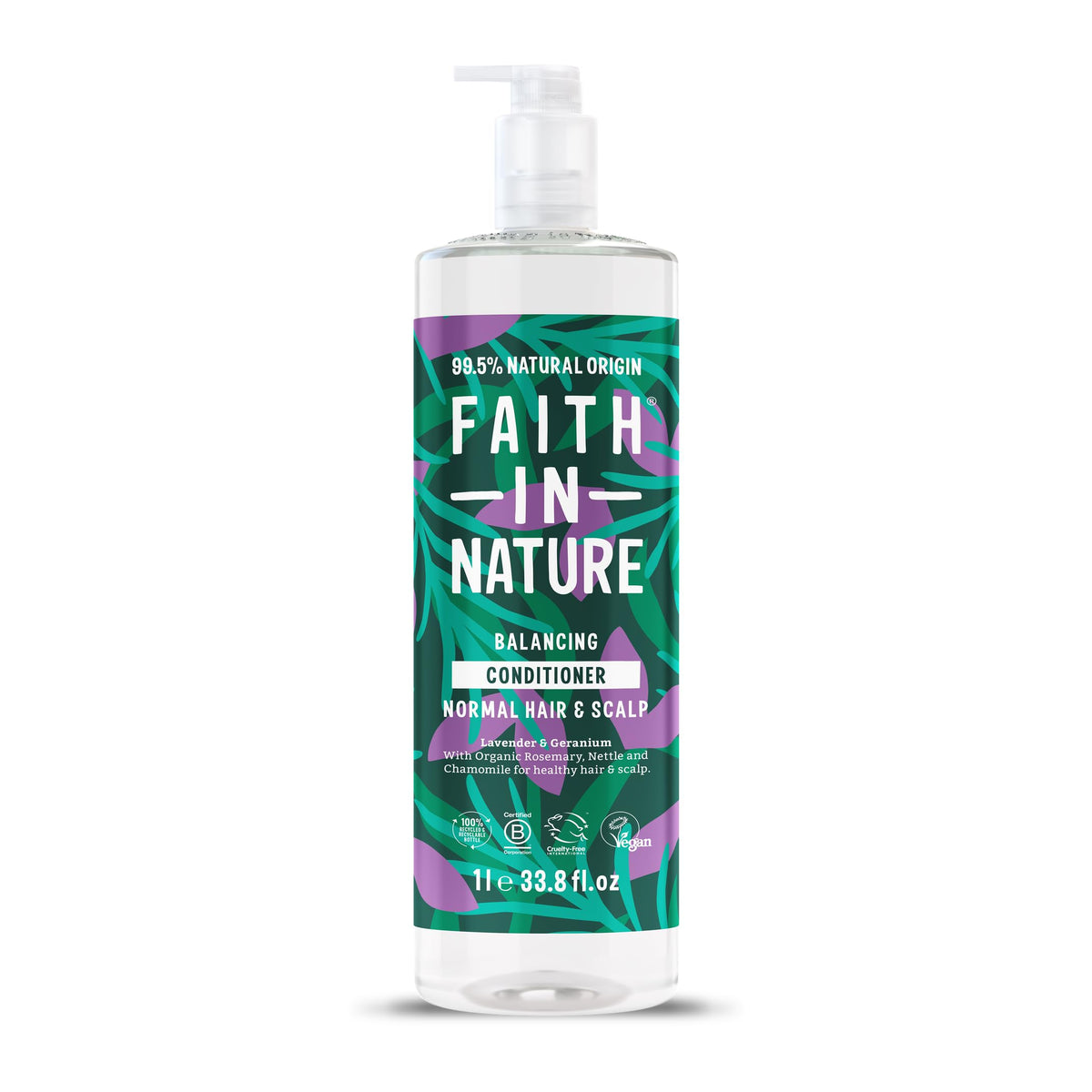 Faith in Nature natural conditioner lavender bottle showing calming scent and nourishing care.