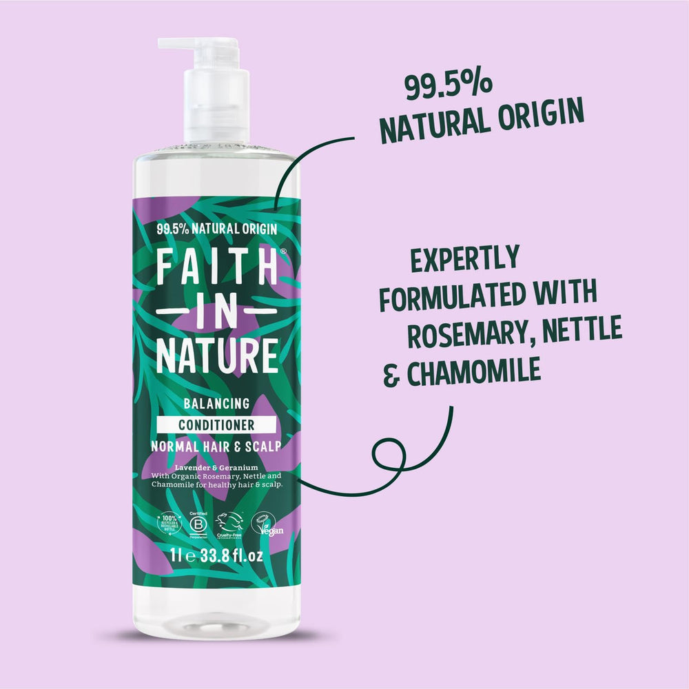 Faith in Nature eco-friendly packaging displayed beside plant-themed backdrop.