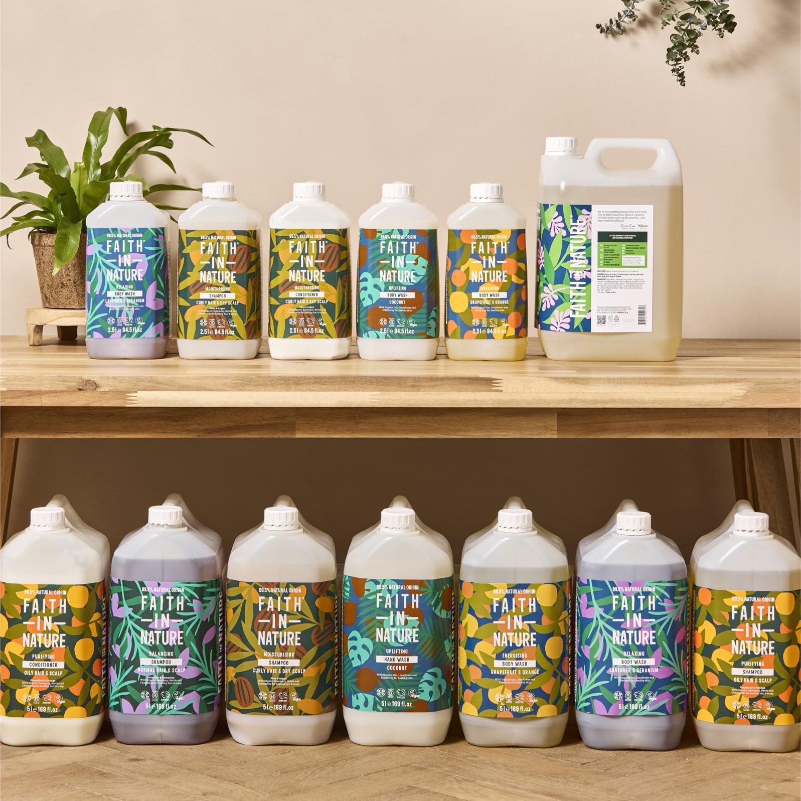 Faith in Nature Seaweed and Citrus five-litre bottle on shelf showcases big value
