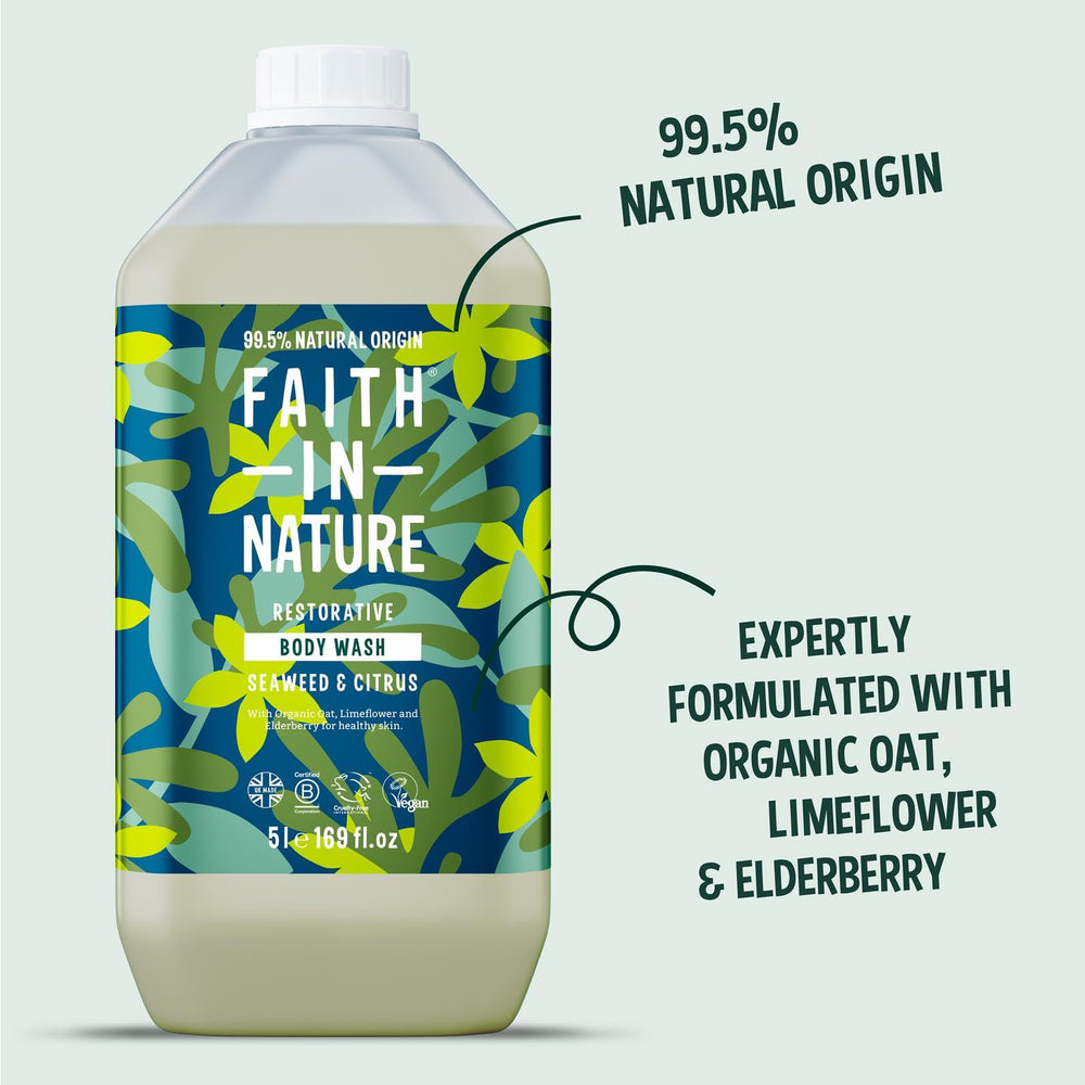 Faith in Nature Seaweed and Citrus foamy lather demonstrates mild cleansing action