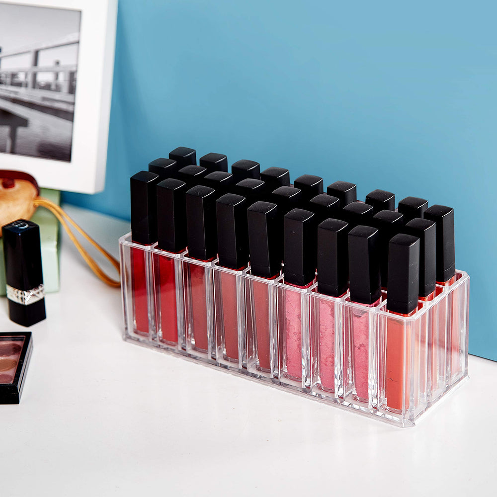 FAJ clear organizer in drawer-ready pose for cosmetics display and easy reach.