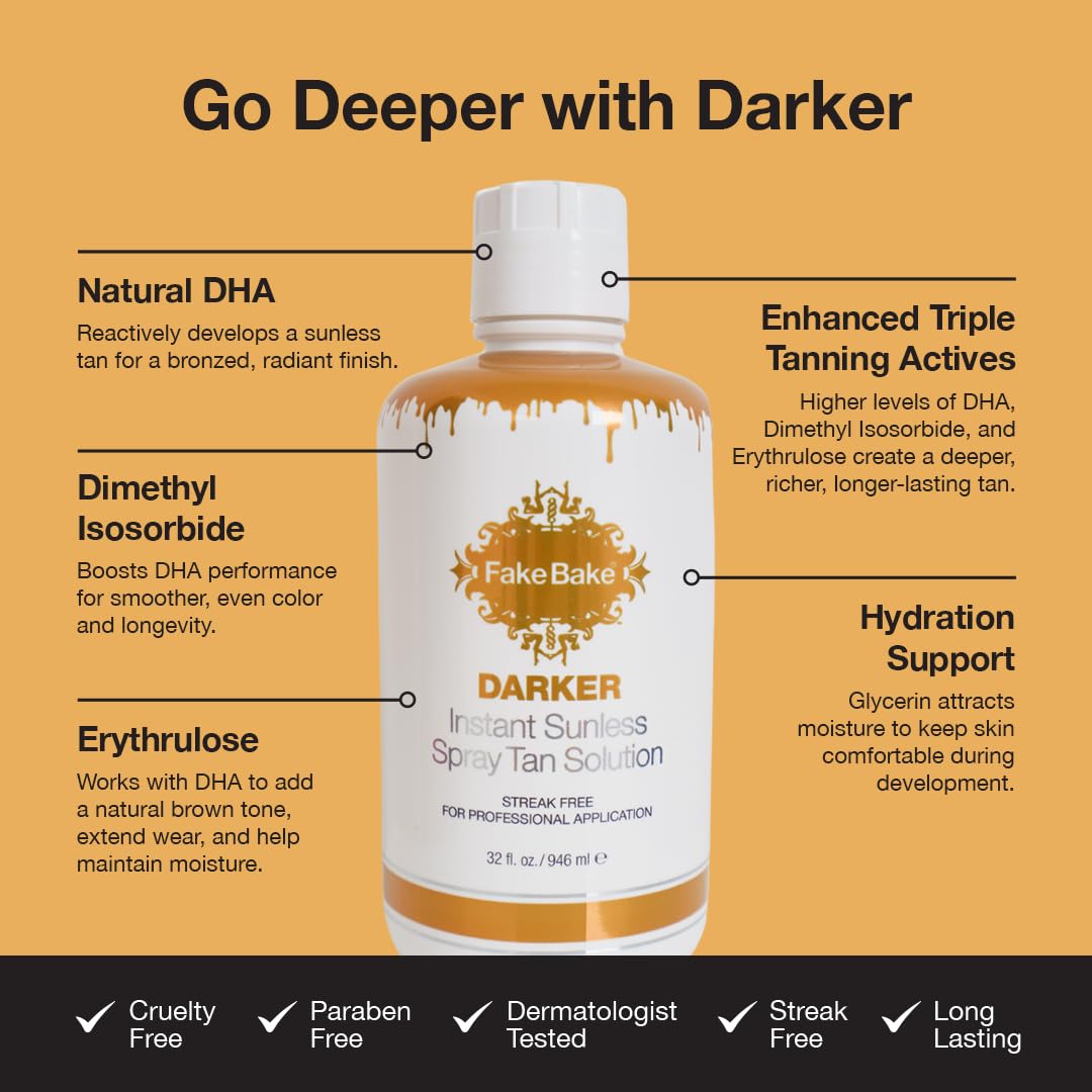 Fake Bake Darker color guide in action helps shade-match precisely.