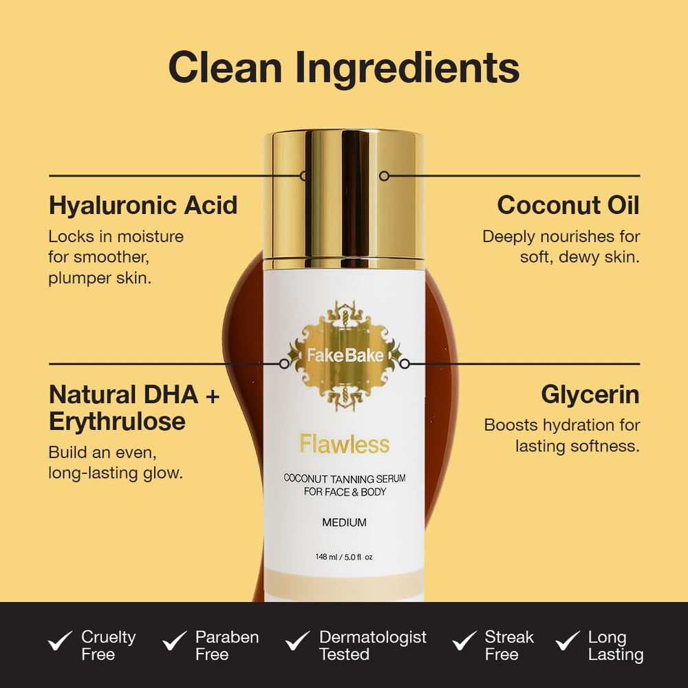 Fast-drying melt moment of Fake Bake Flawless Coconut Serum on skin
