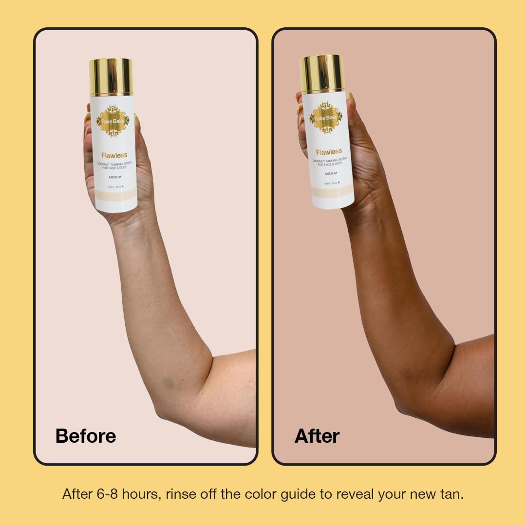 Hand applying Fake Bake Flawless Coconut Serum for a radiant glow
