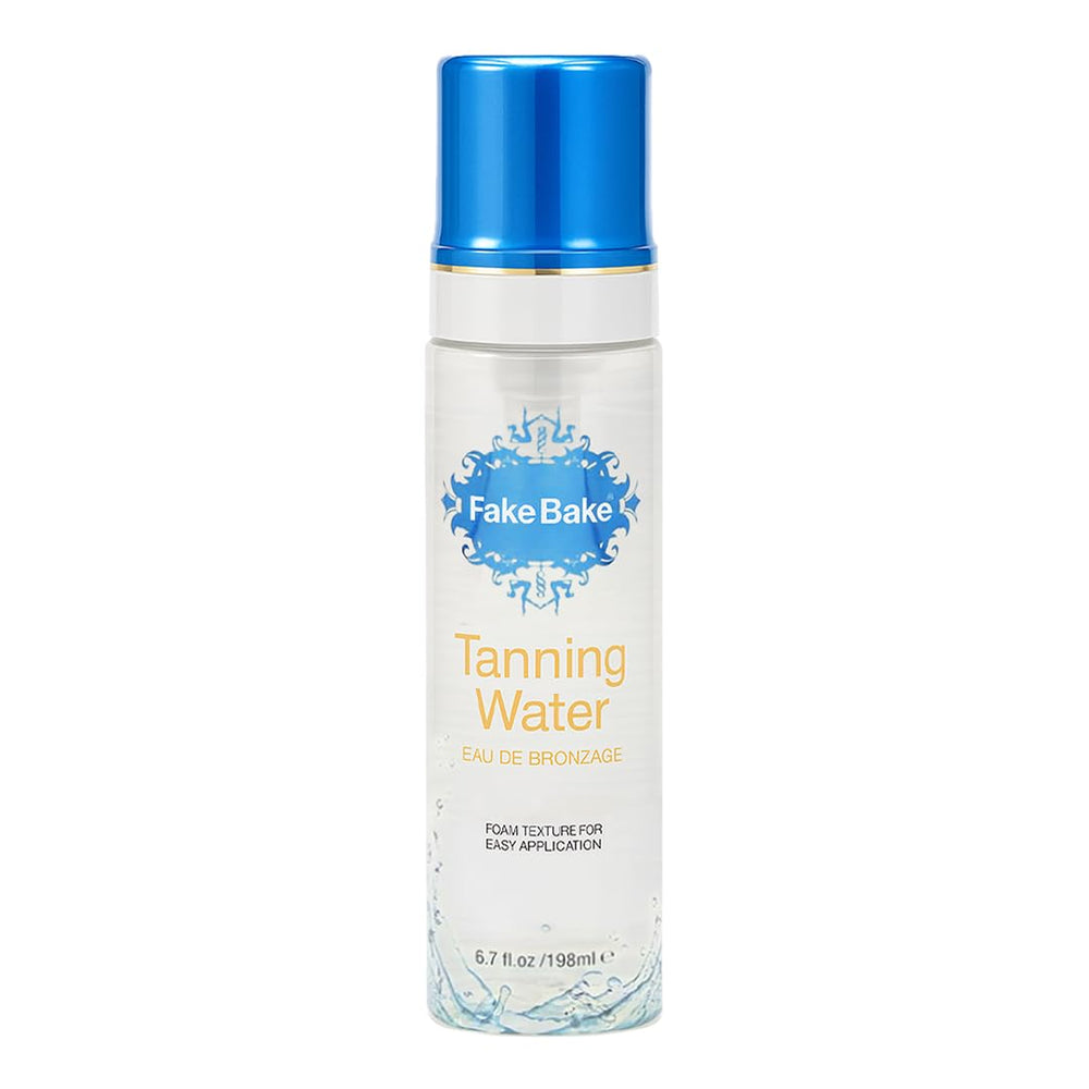 Fake Bake foam tanning water bottle for easy sunless glow.
