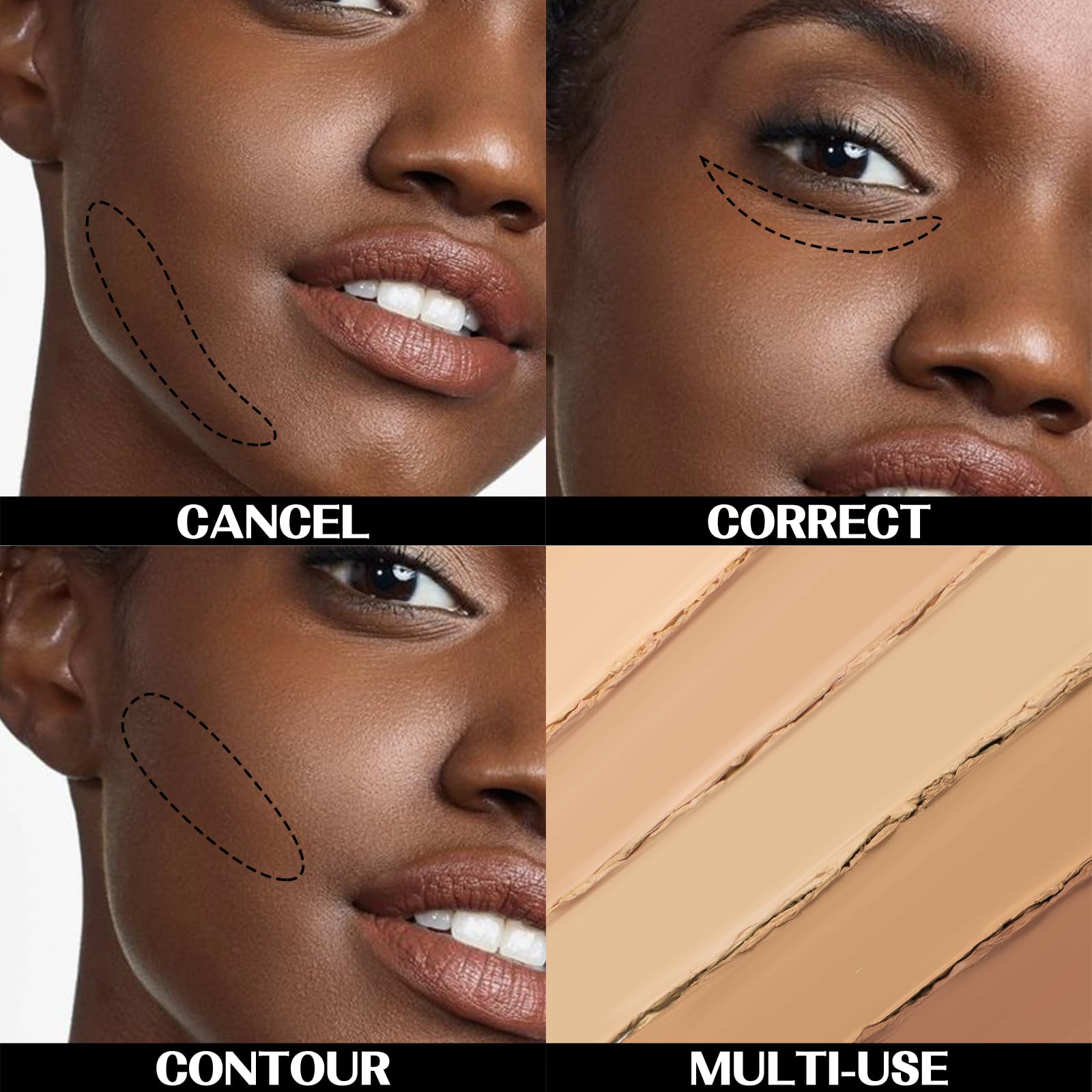 FALOCUTUS 5-in-1 concealer palette color correctors apply for a seamless finish