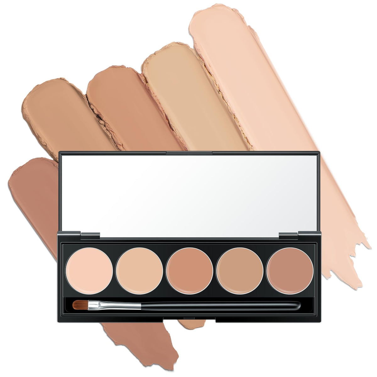 Falocutus 5 In 1 Concealer Palette swatches for versatile coverage and natural finish.