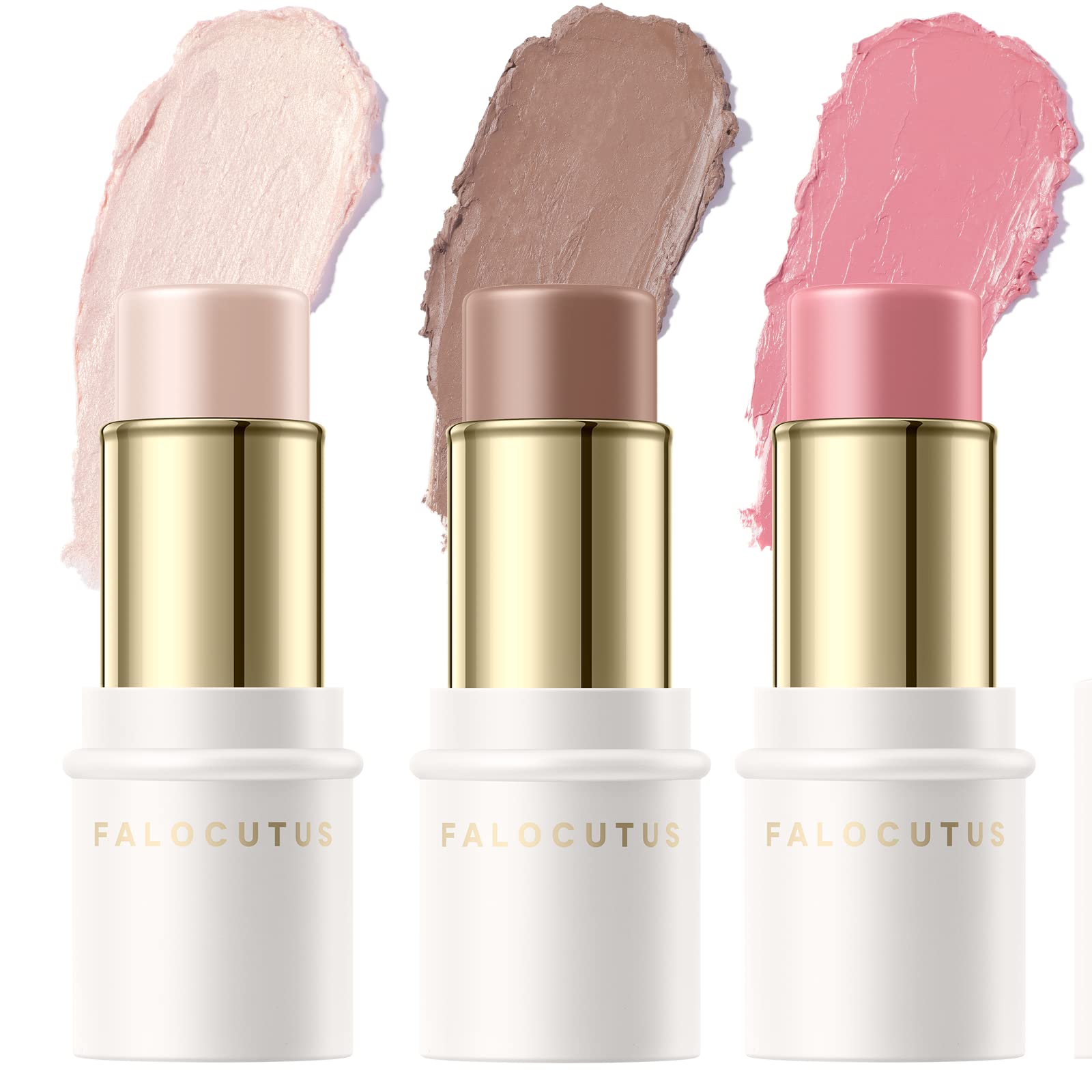 Falocutus contour stick set trio packaging highlights portable design for on-the-go makeup.