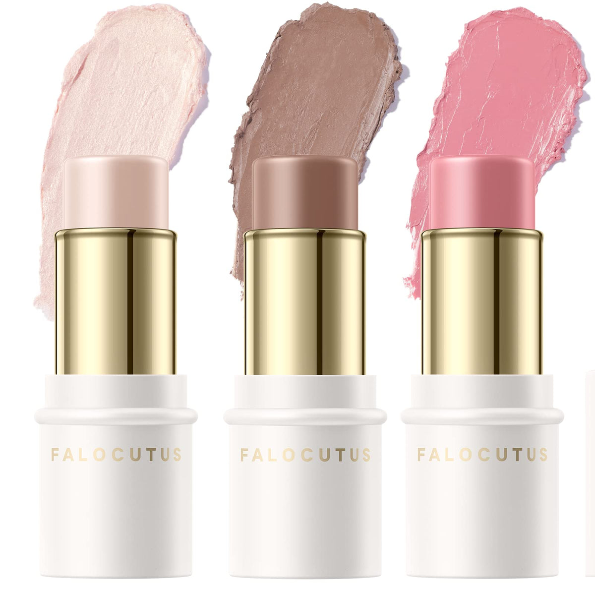 Falocutus contour stick set trio packaging highlights portable design for on-the-go makeup.