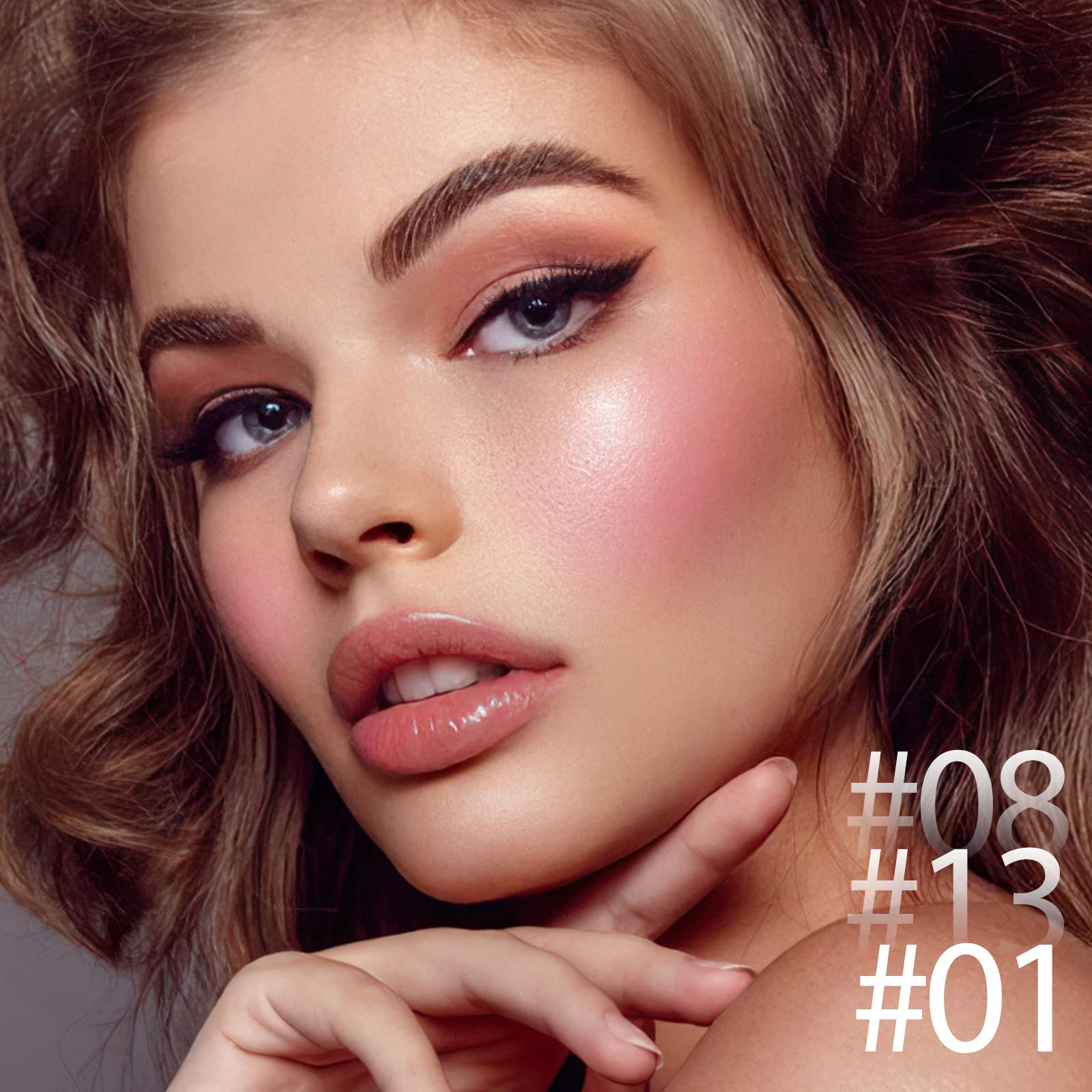 Falocutus cream blush stick swatches show rosy glow on cheeks.