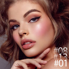 Falocutus cream blush stick swatches show rosy glow on cheeks.