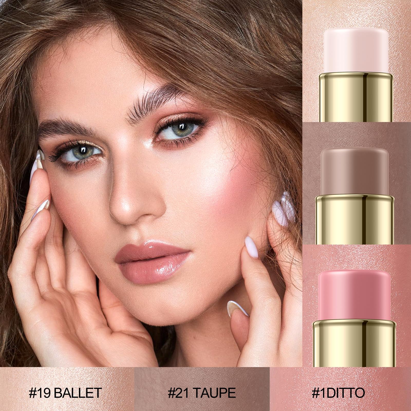 Falocutus contour stick swatches on cheeks showing natural definition and glow