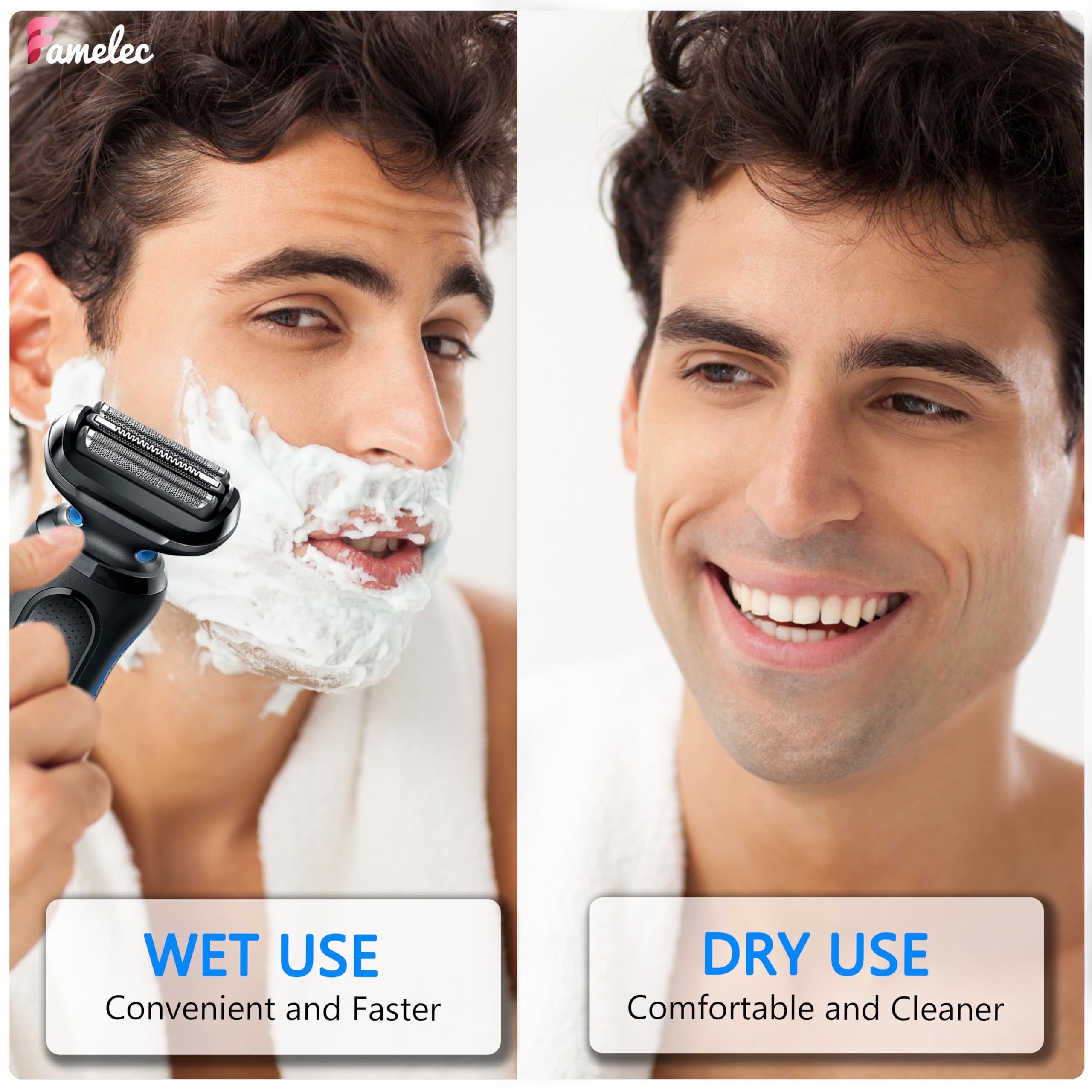 FAMELEC replacement head two-pack delivers consistent performance for renewed shaves.