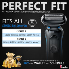 FAMELEC Braun series 5 5018s compatibility ensures quick, tool-free head swaps.