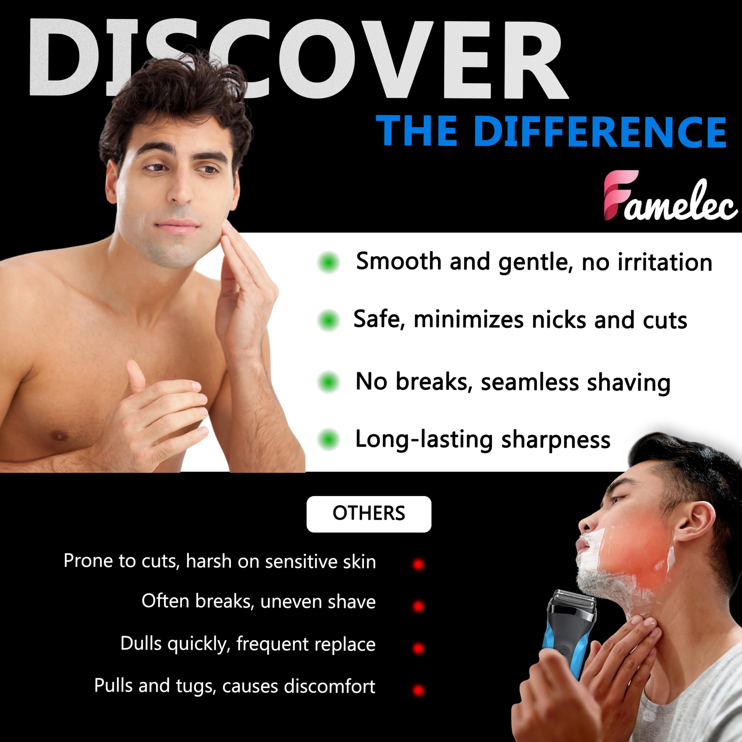 FAMELEC Braun series 6 6020s compatibility for secure head replacement and smoother shaves.