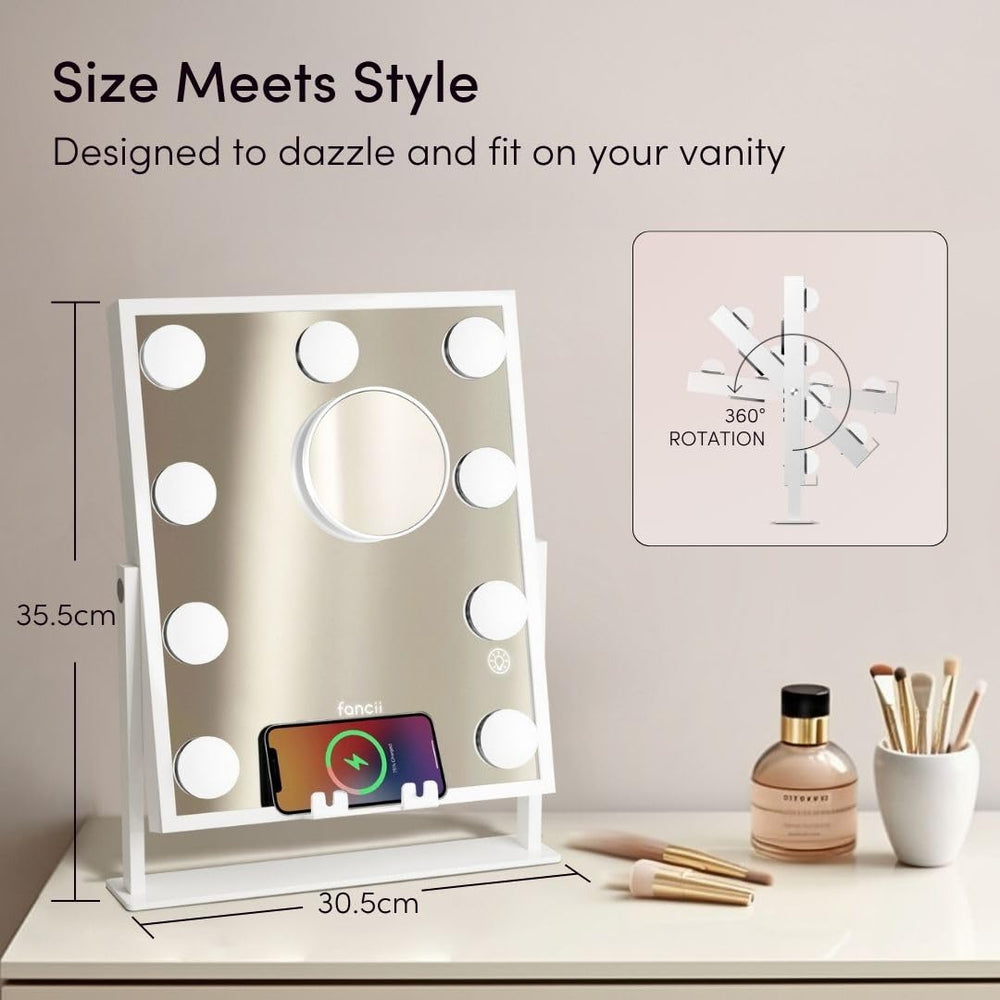 Fancii detachable 10X magnifying mirror for precise eyeliner and brows