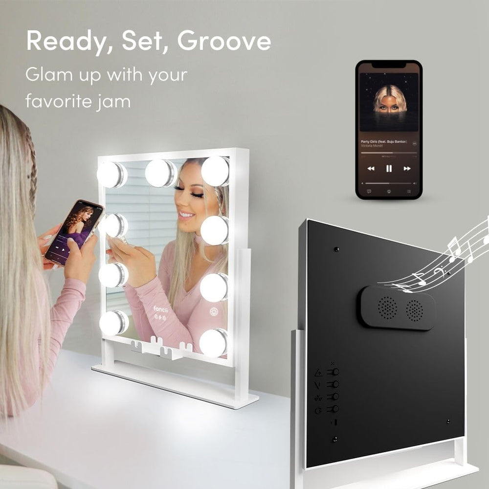 Fancii 9-bulb LED setup provides balanced illumination for detailed makeup work