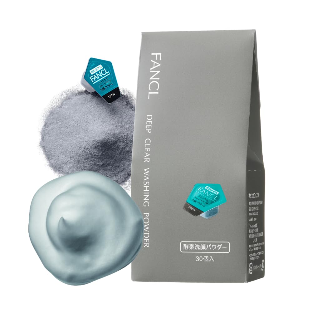 FANCL Deep Clear Washing Powder packaging with minimalist design for all skin types